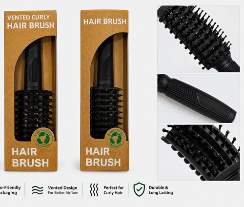 Vented round brush for - for, curly