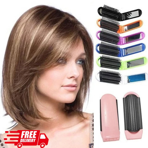 Folding hair brush with - with, mirror