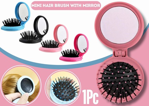 Folding hair brush - folding, mirror