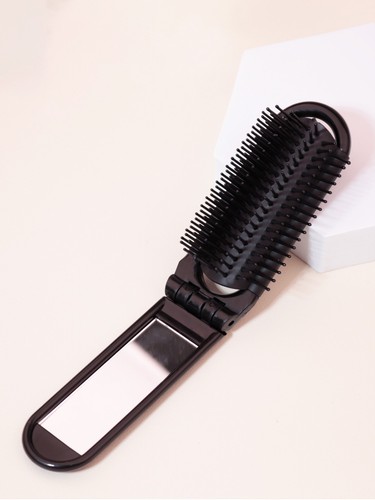 Folding hair brush - with, mirror