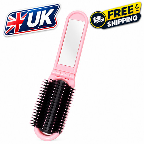 Folding hair brush with mirror - folding,