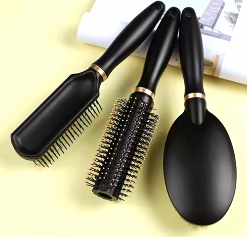 3pc hair brush set - 3pc, black/gold