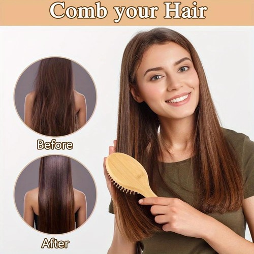 Natural bamboo wooden hair - natural,
